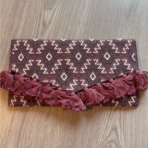 Boho Patterned Clutch with Tassels